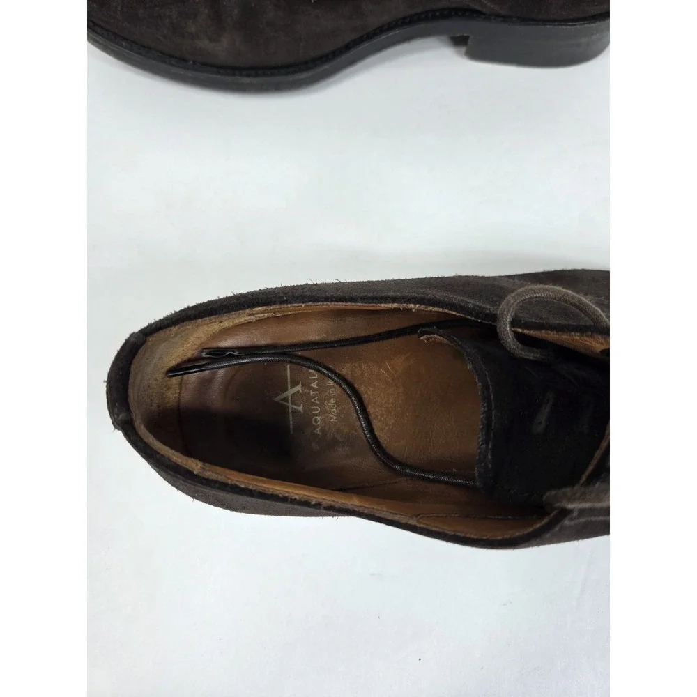 AQUATALIA Made In Italy Oxfords Brown Suede Shoes Size 8 Men